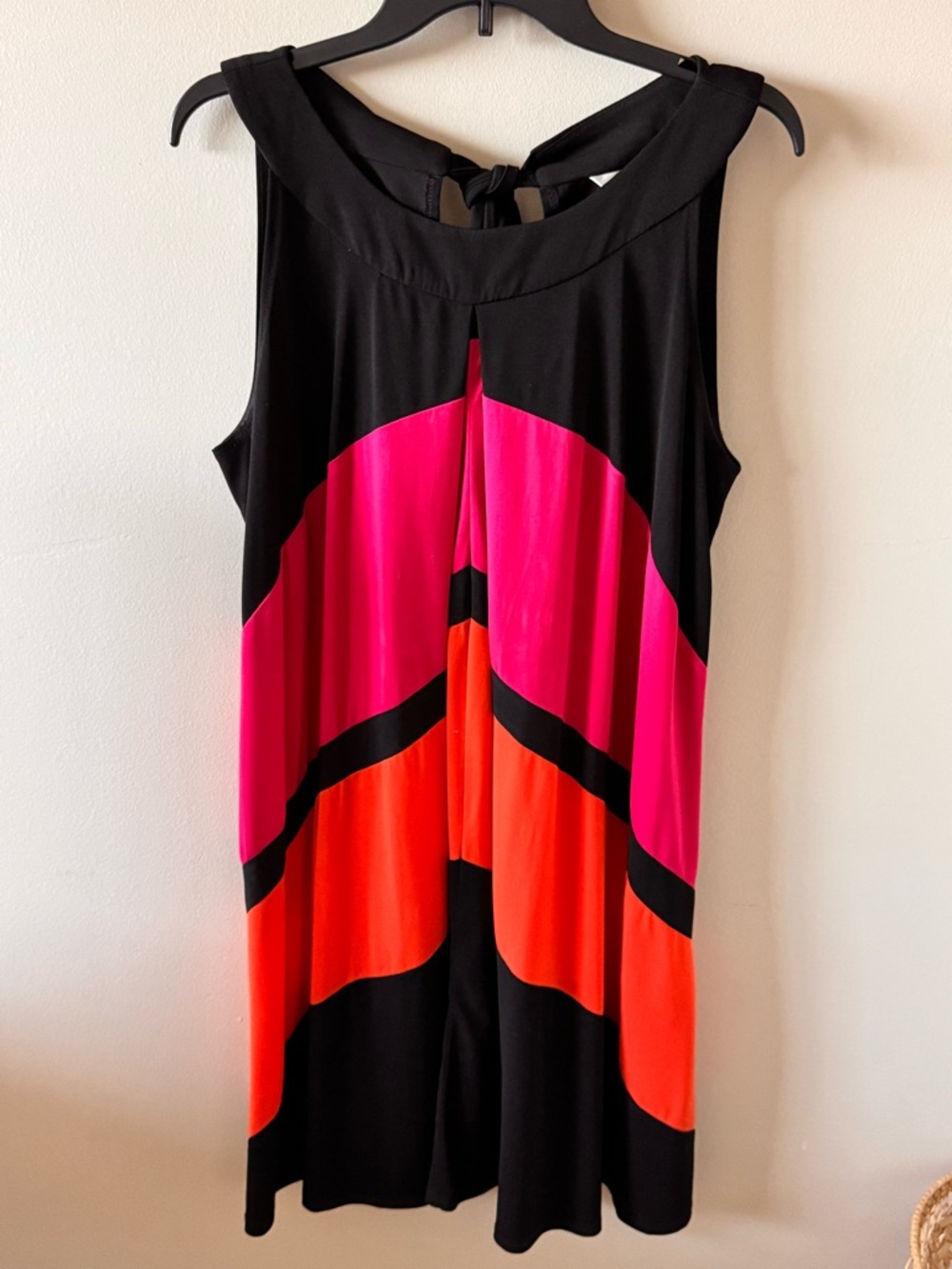 Aa Studio Black Dress with Hot Pink & Orange Colorblock